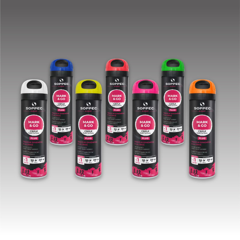 Marquage au sol éphémère à la craie fluorescente 500 ml - 7 couleurs | MARK & GO